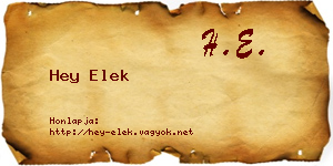 Hey Elek névjegykártya